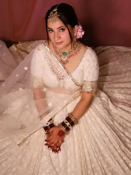 Showcasing our new venture, NM Couture. This beautiful white lehenga is available for rent, perfect for brides who want a designer look.
