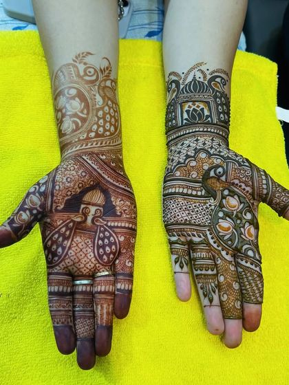 A beautiful design featuring a mix of traditional Indian motifs. The stain is still developing here, but you can already see the clarity and precision of the artwork.