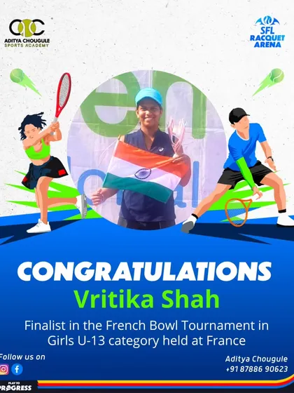 From our local courts to the international stage. We are incredibly proud of our student Vritika Shah, who reached the finals in the Girls U-13 category at the French Bowl Tournament, representing the high caliber of training we provide.