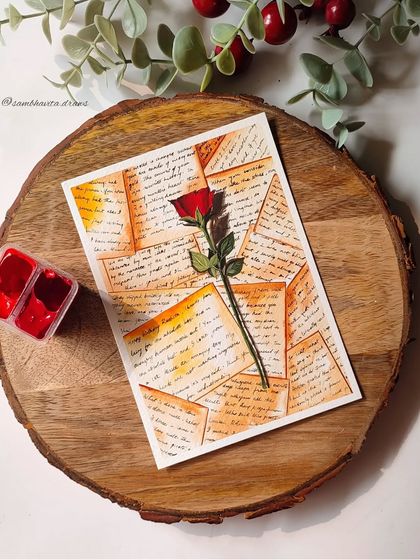 This painting of a rose on scattered letters was part of a group collaboration with other artists. It's a beautiful, vintage-inspired piece that combines my love for florals and handwritten notes.