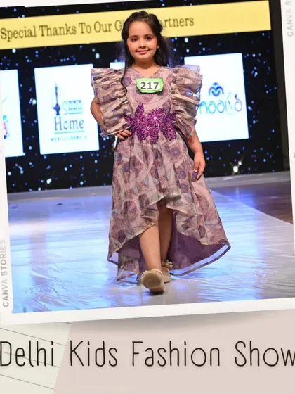 A stylish high-low dress with dramatic ruffled sleeves makes a bold statement. This participant’s confident walk shows how my events help kids feel empowered.