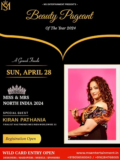 I am excited to be invited as a special guest for the Miss & Mrs North India 2024 beauty pageant. It's an honor to be part of an event that celebrates talent and grace, and I look forward to sharing my insights with the finalists.