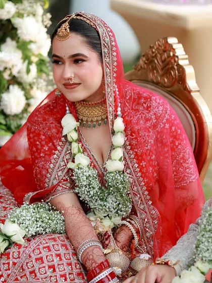 A close-up of my happy bride. Her skin looks radiant and natural, with a soft flush on the cheeks that enhances her bridal glow.