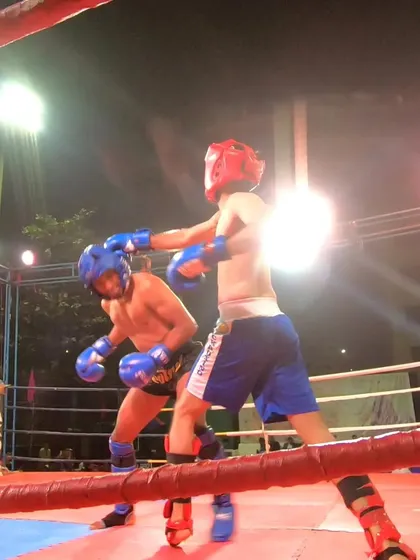 A solid punch lands for our fighter during his bronze medal match.
