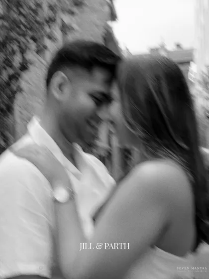 A motion-blur portrait that captures the feeling of being lost in a moment. This artistic black and white shot from Montreal adds a touch of abstract emotion to a couple's pre-wedding gallery.