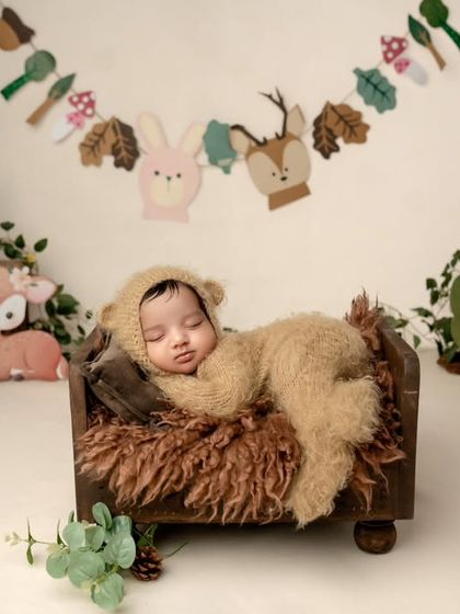 A sleepy little bear in a magical forest. I love creating these whimsical woodland scenes that turn your newborn's portraits into a fairytale.