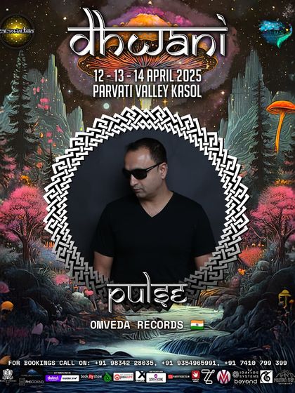 The official artist poster for my performance as Pulse at the Dhwani Festival in Parvati Valley. I played a soul-stirring morning set surrounded by the magic of the mountains.