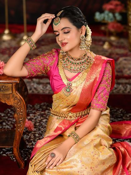 A soft and romantic bridal portrait. The makeup features a gentle contour and highlight, giving the bride a radiant glow.