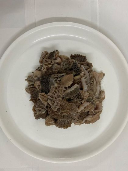A serving of our fresh, frozen green buffalo tripe. It's a fantastic supplement for dogs of all ages, especially those with sensitive stomachs.
