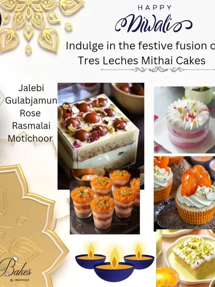 My festive fusion Tres Leches cakes are a perfect alternative to traditional mithai. I offer flavors like Jalebi, Gulab Jamun, Rose, Rasmalai, and Motichoor.