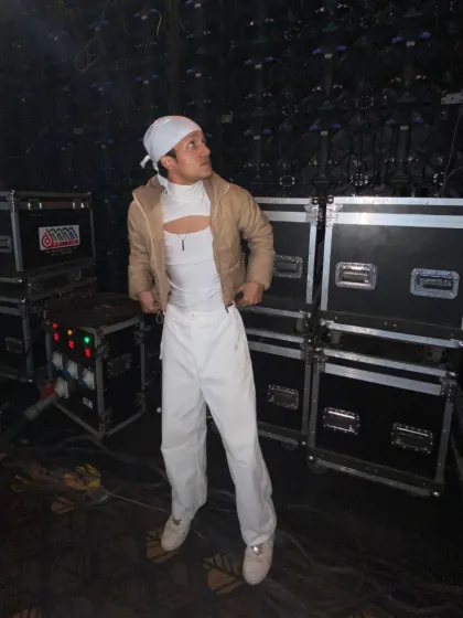 Getting in the zone backstage. The focus is intense right before a show. I handle all the performance choreography to make sure every artist and dancer is ready.