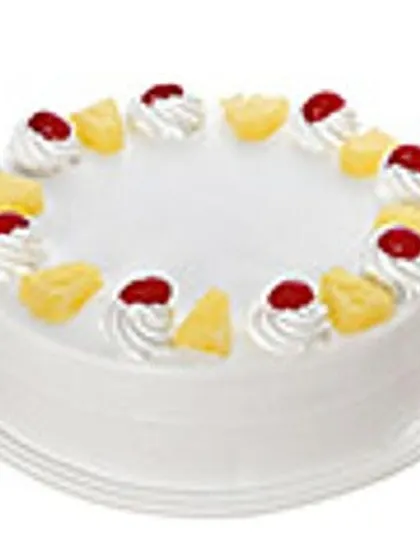 A simple and classic pineapple cake, decorated with whipped cream swirls, pineapple chunks, and cherries. It's a light and refreshing option that is consistently a crowd favourite for its fresh taste.