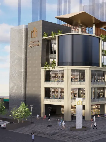 The terraces at our Gomtinagar commercial complex come alive with rooftop bars and cafes. This design approach activates every level of the building, offering a mix of fun, food, and functionality.