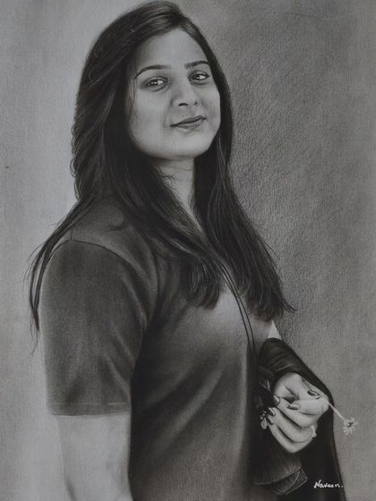 Another close-up of the finished portrait.