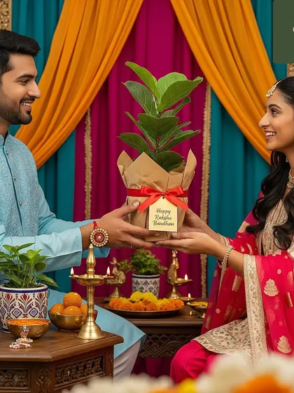 A gift of a plant is a gift of life. We specialize in creating meaningful green gifts for every occasion, like this Fiddle Leaf Fig, beautifully wrapped for a Raksha Bandhan celebration.