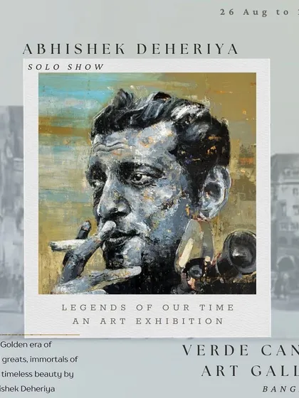 We are a premier venue for solo and group exhibitions. This poster for my "Legends of Our Time" solo show is an example of the professional, contemporary art events we curate and host right here in our Bangalore gallery.