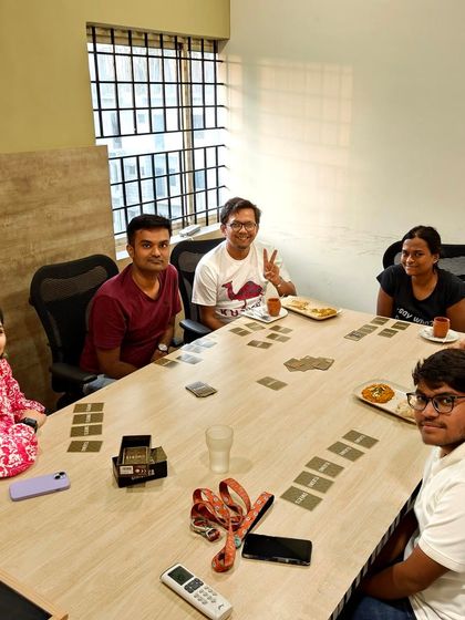 A group plays 'Omerta' in our meeting room, enjoying the privacy and space to focus on their game.