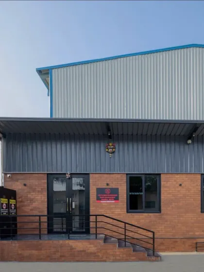 The entrance to the GOAT Club, with its clean lines and modern branding.