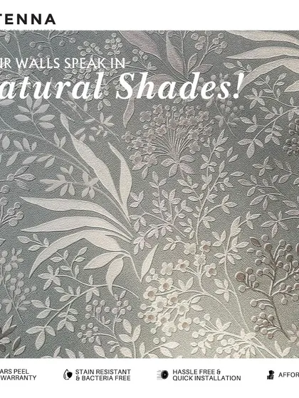 Bring the calming beauty of the outdoors inside with my nature-inspired wallpapers. This elegant floral design in a subtle green shade adds a touch of serenity and life to your walls, creating a peaceful and refreshing atmosphere.