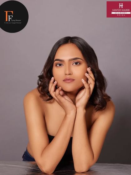 Another pose from the natural makeup portfolio shoot, highlighting the clean, fresh look created by our students.