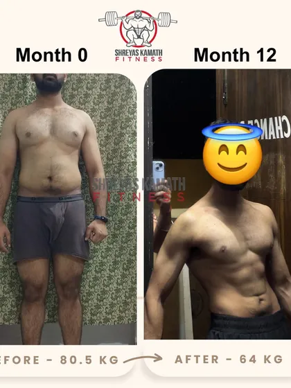 This is what real progress looks like. This client, Ujjwal, went from 80.5 kg to a lean 64 kg in 12 months by focusing on consistent training and a solid nutrition plan. It's not magic, it's discipline.