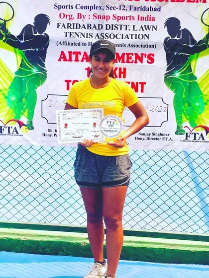 Hitakamya became runner-up in the AITA women's 1 Lac Singles event in Faridabad, showing her strength in the senior category.