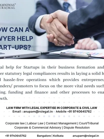 A lawyer is crucial for startups to lay a solid legal foundation. We handle statutory compliances and business formation, freeing up founders to focus on vital needs like hiring, funding, and growth.