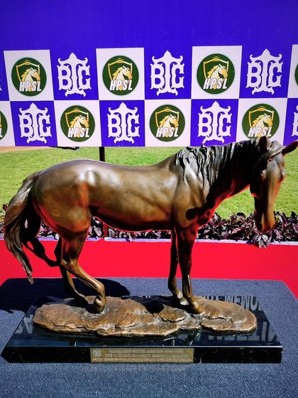 The C. Narayana Reddy Memorial Million trophy, a bronze horse sculpture.