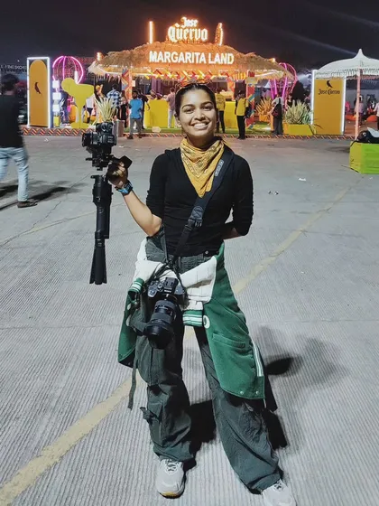 All geared up and ready to shoot at an outdoor festival. This is me in my element, equipped with my camera and gimbal, ready to capture the energy of a live event.