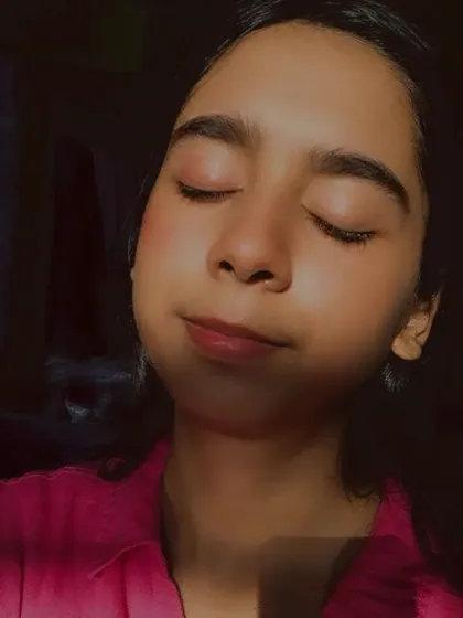 A customer enjoying the natural flush from my lip tint, which can also be used on the cheeks for a healthy glow.