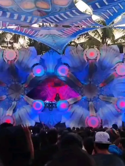 This is the kind of environment my act is made for. A massive psytrance festival stage in Goa, with incredible visuals and a crowd that's ready to go on a journey. I perform at and attend many festivals like this, and the energy is everything.
