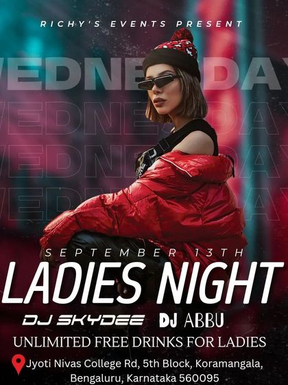 A stylish poster for a September ladies' night at Indigo XP.
