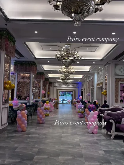 I can transform entire hallways to match your party theme. For this event, I lined the entrance with balloon pillars, creating a grand walkway for guests.