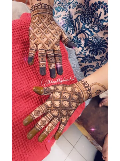 A classic 'jaal' or net pattern filled with lotus motifs, a timeless design for any festive occasion.