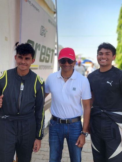 Our drivers meeting Indian F1 legend Narain Karthikeyan. These encounters with motorsport heroes provide incredible inspiration for the next generation of racers.