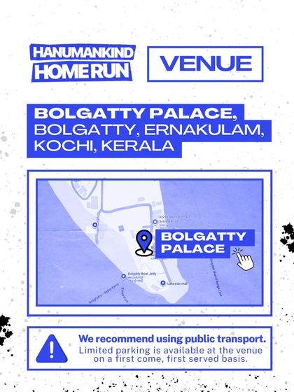 A map showing the venue location for the Kochi concert. Our gig guides include all necessary logistical details to help fans plan their travel.