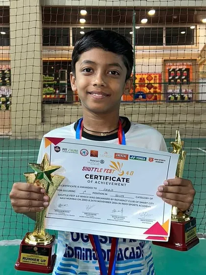 Young champion Akshit Vaidya, who won the Boys U11 Doubles and was runner-up in Boys U11 Singles at SHUTTLE FEST 4.0.