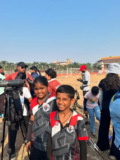 Our young students enjoying the atmosphere at a competition, equipped with their gear and ready to perform.