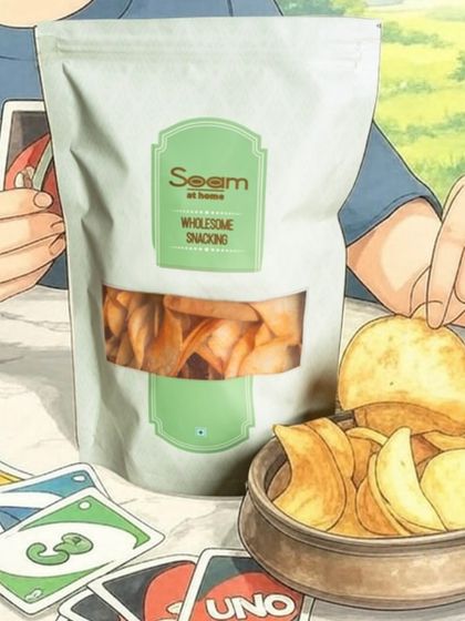 An anime-style illustration of a game night with my baked chips. It shows that my snacks are a part of fun, modern lifestyles, blending tradition with pop culture.
