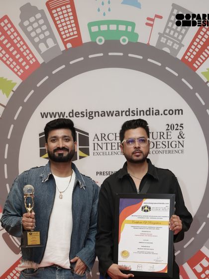 Founders Param and Manuj with the award. This recognition fuels our passion to continue creating innovative and transformative terrazzo and concrete products.