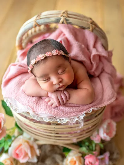 The final image from the pink basket setup. She looks so precious and peaceful.