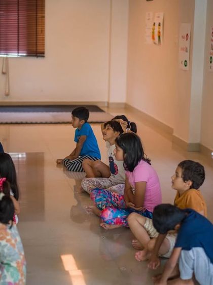 A quiet moment of listening. The children in our Music and Meditation workshop learned to tune inward, paying attention to the sounds around them and the stillness within.