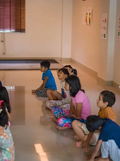 A quiet moment of listening. The children in our Music and Meditation workshop learned to tune inward, paying attention to the sounds around them and the stillness within.