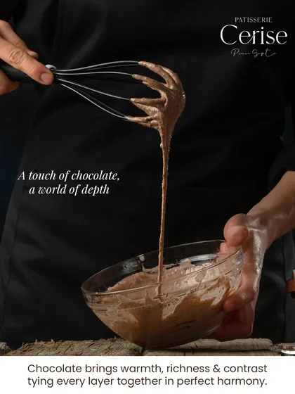 My commitment to flavour begins with the ingredients. I only use real couverture chocolate, never compound. The difference is in the taste and the texture, a depth and richness that cannot be faked. This is the foundation of every chocolate entremet I create.