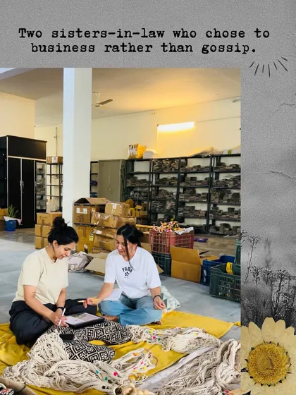 This is us, the two sisters-in-law who chose to turn our chai-time gossip into a business. Violet Vibes is our shared dream, built in a chaotic warehouse filled with color, creativity, and the support of our amazing family and team.