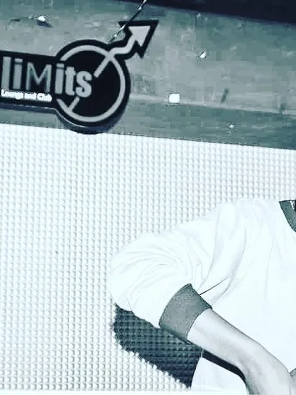 A black and white shot from a night at NoLimits Lounge and Club. This captures the focused, classic vibe of spinning records in a dedicated music venue.
