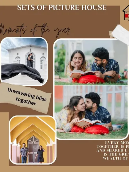 This promotional graphic showcases several happy couples at different sets across our property, from the White House to the yellow arched corridor, truly capturing the 'Moments of the year'.