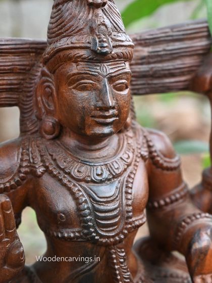 A close-up of the face of a 24-inch Lord Mahadev (Shiva) sculpture, showing the serene and meditative expression.