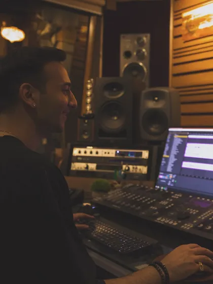 The studio is my creative sanctuary. Here, I am in my element, handling the entire production process from composition and recording to the final mix and master, ensuring every track is perfect.