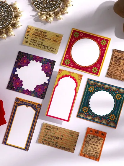 Vintage Indian railway tickets and beautifully designed tags from the Indian Aesthetics kit.